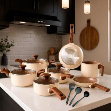 Imagem de Jogo De Panelas Cerâmico Antiaderente Indução 10 Peças - Congratulatio