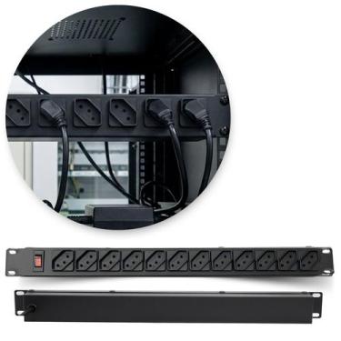 Imagem de Regua Tomada Filtro De Linha 12 Tomadas Rack 19 Preto Ipec - Ipec