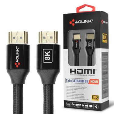 Imagem de Cabo Hdmi 8k Ultra Hd Slim Hdr Dinamico Audio 7.1 48 Gbps Aolink