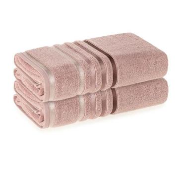 Imagem de Kit Jogo De Toalhas Karsten 2 Peças Rosto Lumina Fio Penteado Cor:Rosa