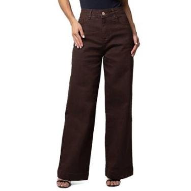 Imagem de Calça Sarja Sawary Reta Petit - 282682 - marrom 46-Feminino