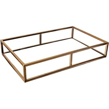 Imagem de Bandeja Em Metal Com Espelho Mart Dourada