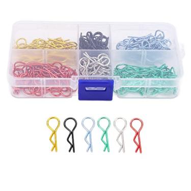 Imagem de RiToEasysports Carcaça de metal para carro, controle remoto, clipes de concha de carro em forma de R, pinos de metal com fivela curvada, design colorido para carro 1:10 1:12 RC modelo carro