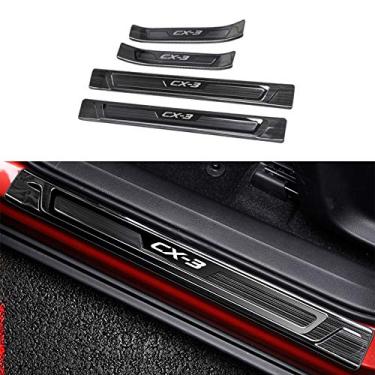 Imagem de 4 peças capa de placa de proteção de entrada lateral da porta externa serve para Mazda CX-3 CX3 2016-2021
