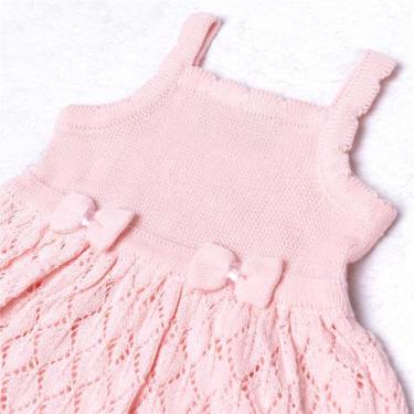 Imagem de Vestido Bebê Tricot Vazado Laços Rosa Grão De Gente