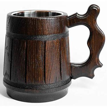 Imagem de Caneca de cerveja feita à mão caneca de madeira caneca de cerveja caneca de caneca, 20 OZ BROWN, Capacity: 20.28oz (600ml), 1