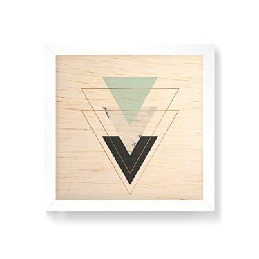 Imagem de Arte Maníacos Quadro decorativo com moldura caixa branca em Madeira - Triangulos Para Baixo Verde - 30x30cm