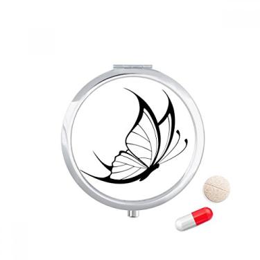 Imagem de Caixa simples vintage voadora borboleta preta caixa de armazenamento de medicamentos dispensador de comprimidos