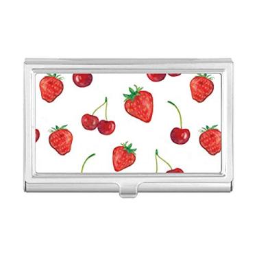 Imagem de Carteira de bolso com estampa de ilustração de frutas vermelhas de morango