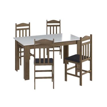 Imagem de Conjunto Mesa de Jantar Elegante 4 Cadeiras Assento Estofado Móveis Canção - Ameixa Negra / Preto