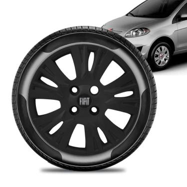 Imagem de Calota Fiat Palio Essence aro 13 2014 a 16 Preta Fosca Preto
