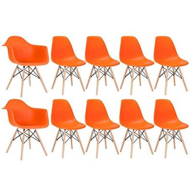 Imagem de Loft7, Conjunto 2 x cadeiras Eames DAW com braços + 8 cadeiras Eiffel DSW - Laranja