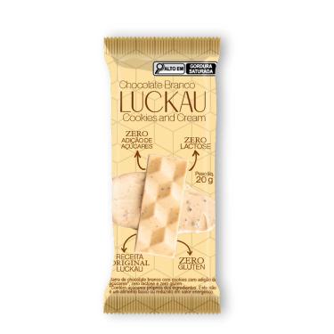 Imagem de Chocolate Branco Cookies & Cream Luckau 20g - 12 unidades 12 unidades
