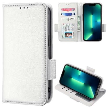 Imagem de Capa compatível com Samsung Galaxy M54 5G, capa flip de couro com compartimento para cartão, design carteira, capa flip estável branca