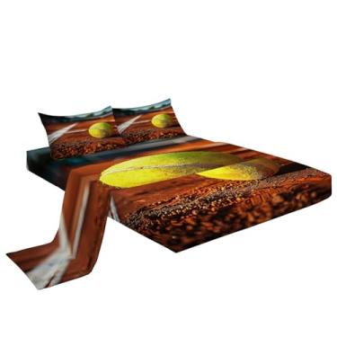 Imagem de Eojctoy Jogo de lençol Queen - Lençóis de cama respiráveis ultra macios - Lençóis escovados de luxo com bolso profundo - Estampa de quadra de tênis de microfibra enrugada, cinza escuro desbotado, 4