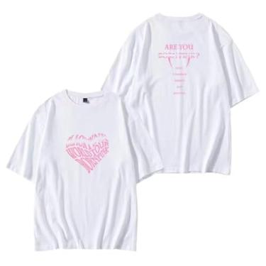 Imagem de Camiseta K-pop Born Pink Album Support Contton gola redonda manga curta estampada (ajuste familiar), A1 Branco, P