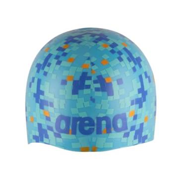 Imagem de arena Touca De Natação Unissex De Silicone Moldado Poolish Adulto Para Treinamento E Corrida, Tamanho Único, Azulejos De Piscina/Azul