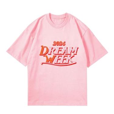 Imagem de Camiseta Txt Dream Week-5th K-pop 2024, camisetas soltas unissex com suporte superior, camisetas estampadas de algodão, rosa, P