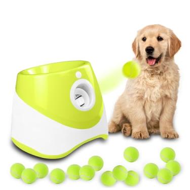 Imagem de Lançador automático de bolas para cães, máquina lançadora de bolas para cães com 3 a 3 metros de distância de lançamento, brinquedos interativos para cães pequenos internos e externos com 15 mini