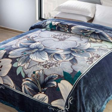 Imagem de Cobertor Casal Antialérgico Raschel Jolitex  Charleston Azul
