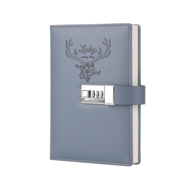 Imagem de Joucien Caderno A5 Retro Locked Password Book Creative Business Student Notebook Hand Ledger-Sky Blue