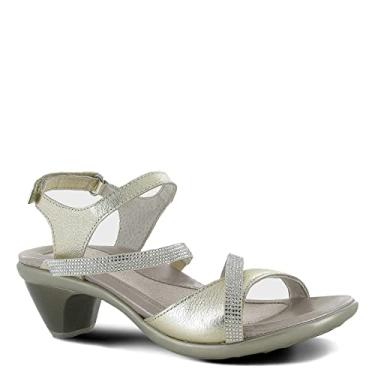 Imagem de NAOT Calçado Innovate Sandália feminina de strass com palmilha de cortiça e palmilha de suporte de arco - alça ajustável no tornozelo - conforto e suporte - leve e perfeita para viagens, Ouro radiante