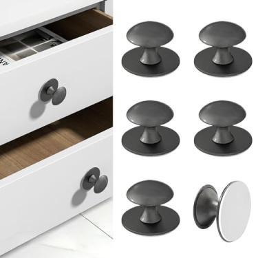 Imagem de CcHhyyt Puxadores adesivos de armário 6 peças maçanetas autoadesivas cinza sem furadeira puxadores de gaveta de aço inoxidável para armários de medicamentos gaveta armários porta deslizante de vidro