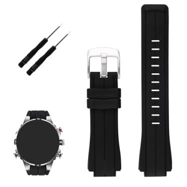 Imagem de XIW Pulseira de relógio de substituição para Timex T2N720 T2N721 T2N739 TW2T76500 TW2T76300 TW2T76400 24 mm x 16 mm para homens, pulseira de silicone Wirstband feminina, BK Line S