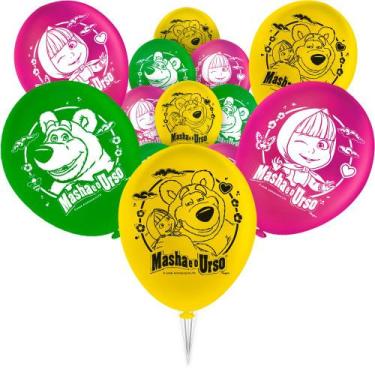 Imagem de 25 Balões Bexigas 9 " festas Masha e o Urso decoração - Regina Festas 