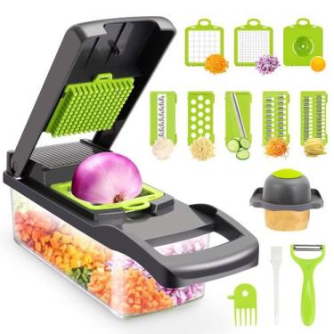 Imagem de Fatiador de Legumes Cortador Inox Frutas Verduras Novo Nicer 14 em 1 M
