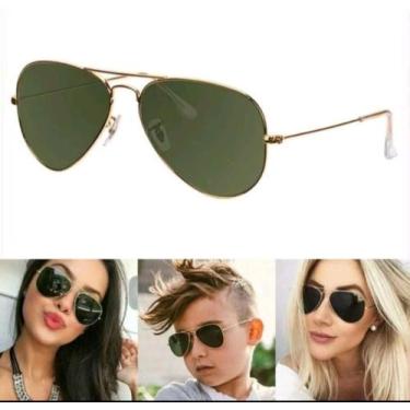 Imagem de Óculos De Sol Aviador 3025 3026 Clássico Unissex Modelo Piloto Dourado