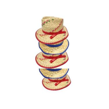 Imagem de Chapéu de Palha Lisa Infantil e Malandrinho Kit C/5 Peças - Magedu