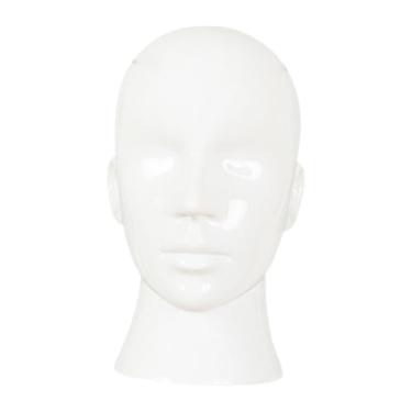 Imagem de menolana Suporte de chapéu de cabeça de manequim masculino, base estável, suporte de peruca multiuso, cabeça de manequim para faixa de cabeça, fone de ouvido, Branco Brilhante