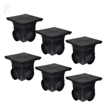 Imagem de Kit 6 Caixa De Passagem E Inspeção De Esgoto Preta Metasul