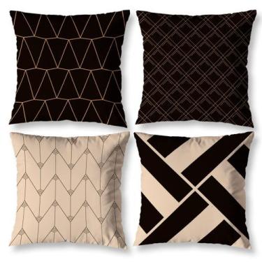 Imagem de Kit 4 Capas de Almofadas Cheias Estampa GEOBEGE 40cmX40cm - Mercado Bo