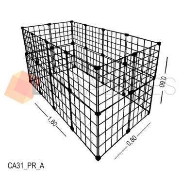 Imagem de Cercadinho Aramado Preto Para Pet - 1,60 X 0,60 X 0,80m - LM Balcoes