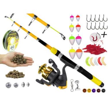 Imagem de Kit Para Pescaria 1 Vara Telescópica 1,70m + 1 Molinete e Acessórios (