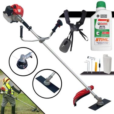 Imagem de Máquina de Cortar Grama Anmax CG520P TB À Gasolina 52cc 2,2HP 10.000rpm Roçadeira Profissional Com Lâmina 2 Pontas e Carretel Nylon + ÓLEO STIHL