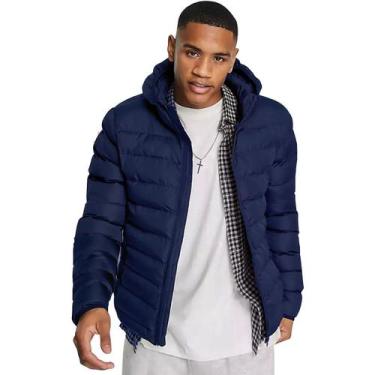 Imagem de Jaqueta Bobojaco Com Capuz Removível Puffer Masculina - Relaxado, Azul