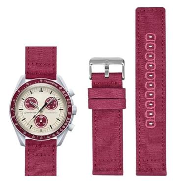Imagem de Pulseiras de lona de liberação rápida para relógios Omega, pulseira de relógio de lona de nylon para relógios Breitling (20 mm, vermelha)