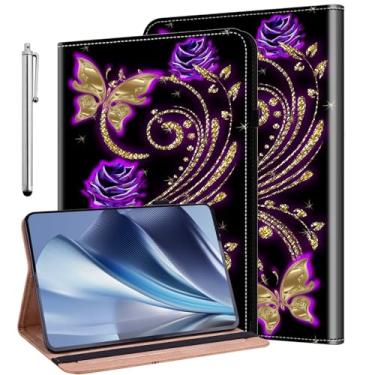 Imagem de ALILANG Capa para OnePlus Pad 2/OnePlus Pad Pro 30.7 cm 2024 lançado com Stylus, capa dobrável à prova de choque para OnePlus Pad 2 - Borboleta roxa