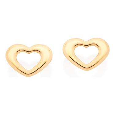 Imagem de Brinco Coração Vazado Folheado A Ouro 18k 527141 - Rommanel, Branco, u