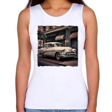 Imagem de Regata Feminina Carro retrô branco - Foca na Moda, Branco, M