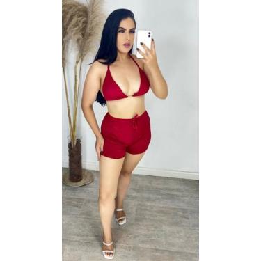Imagem de Triquini Biquini Shortinho Cintura Alta 3 Suquini Trikini Moda Praia F