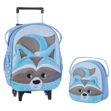 Imagem de Kit Mochila De Carrinho Infantil Bichinho G + Lancheira - Suporte Lanc
