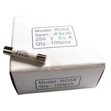 Imagem de Kit C/ 100 Fusíveis Cerâmica Para Micro-ondas Ø6x30 20a 250v - FUSE