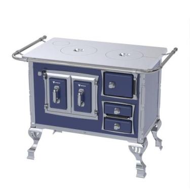 Imagem de Fogao a Lenha Venax n 1 Sec XVIII Chapa de Aluminio Azul, SAIDA ESQUER