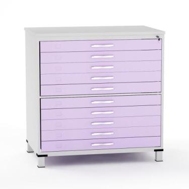 Imagem de Mapoteca em Aco 10 Gavetas Pandin Cinza e Lilás