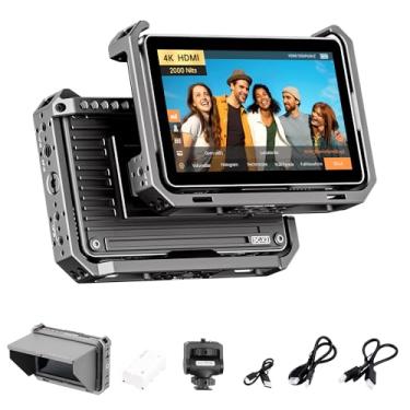 Imagem de VILTROX DC-X2 - Kit de monitor de campo de câmara de 2000 nits, com gaiola de aparelhamento, ecrã táctil de 6 polegadas, monitor DSLR com IPS 4K HDMI de 1920 x 1080, entrada e saída, LUTs 3D, forma de