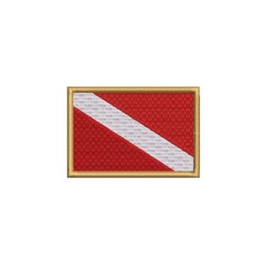 Imagem de BD0175-001 Bandeira Mergulhador Patch Bordado 7,5×5,0cm (D) Matriz Para Bordar)